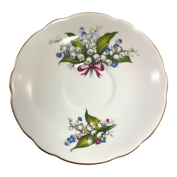Vintage Regency English Lily of Valley Floral Bone China Teacup & Saucer Set - Picture 8 of 10